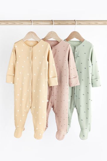 Multi Baby Cotton Sleepsuits 3 Pack (immediate)