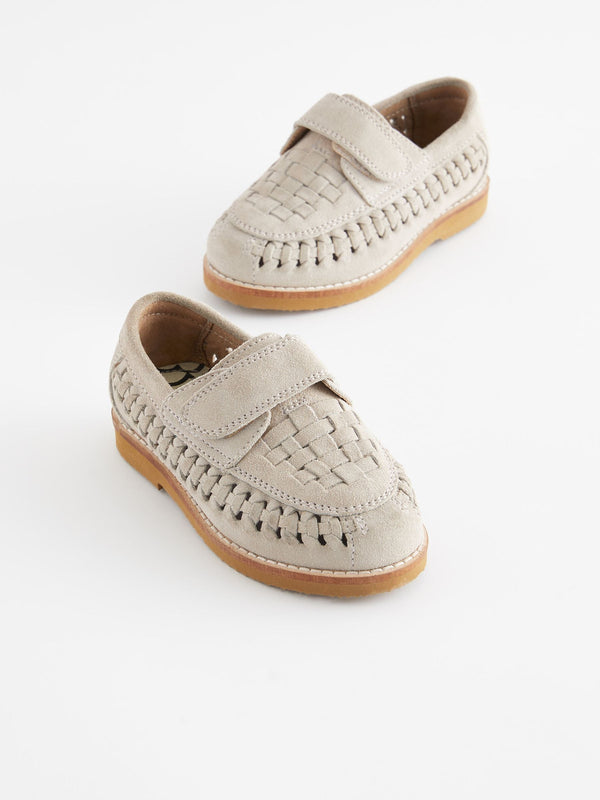 Stone Neutral Woven Loafers