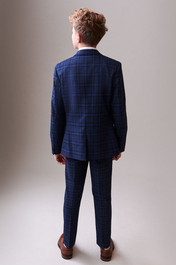 Navy Blue Navy Blue Check Suit Jacket (12mths-16yrs)