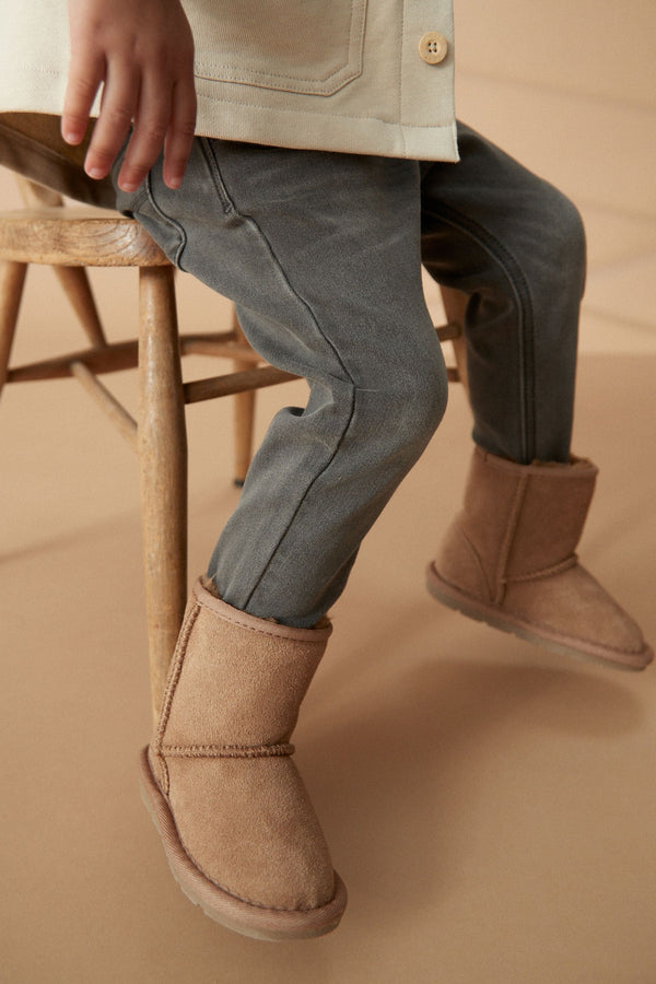 Tan Brown Suede Warm Lined Boots