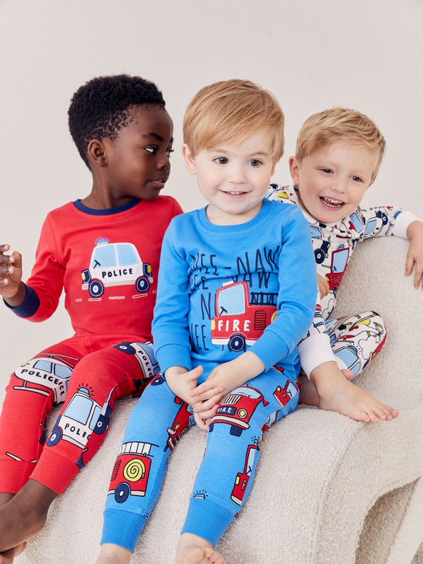 Red/Blue Emergency Vehicles Snuggle Pyjamas 3 Pack (9mths-10yrs)