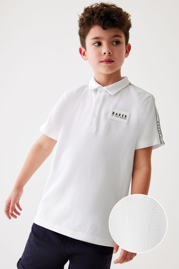 Baker by Ted Baker Textured White Polo Shirt