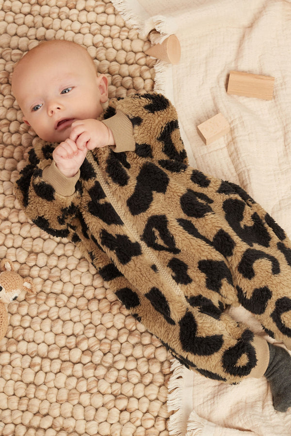 Brown Cosy Fleece Sleepsuit - fawre-