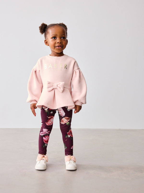 Baker by Ted Baker Pink Peplum Sweater And Leggings Set