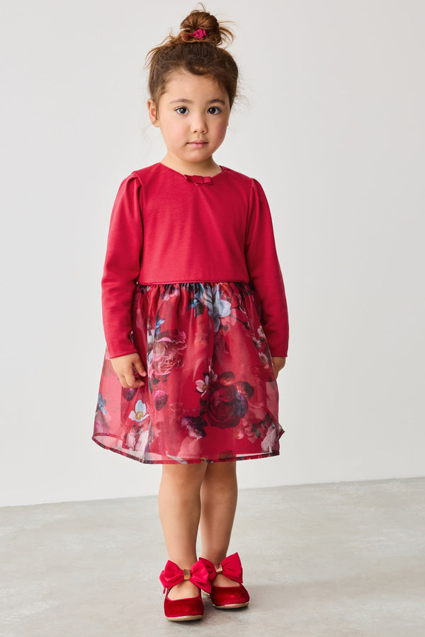 Baker by Ted Baker Red Organza Skirt Bow Detail Dress