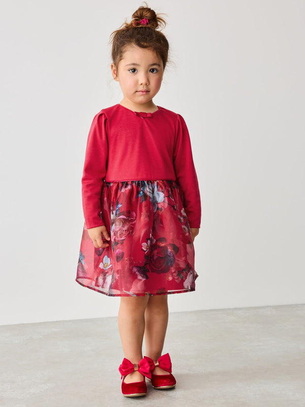 Baker by Ted Baker Red Organza Skirt Bow Detail Dress