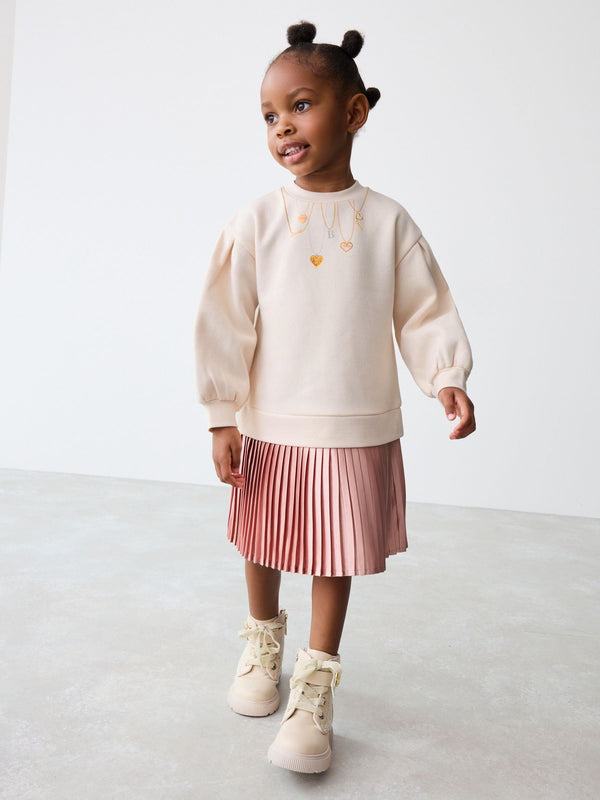 Baker by Ted Baker Stone Pleated Mockable Necklace Print Sweat Dress