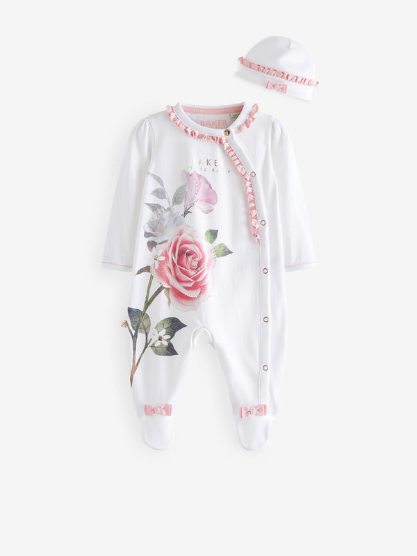 Baker by Ted Baker 2 Piece 100% Cotton Printed Sleepsuit & Hat Set
