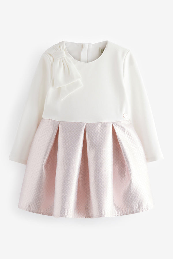 Baker by Ted Baker Pink Textured Quilted Bow Detail Dress