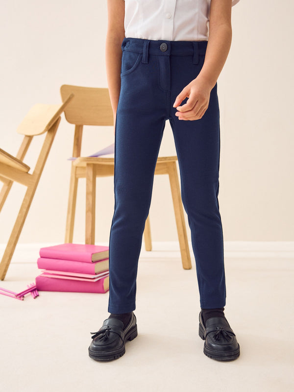Navy Regular Length Jersey Stretch Skinny School Trousers (3-18yrs)