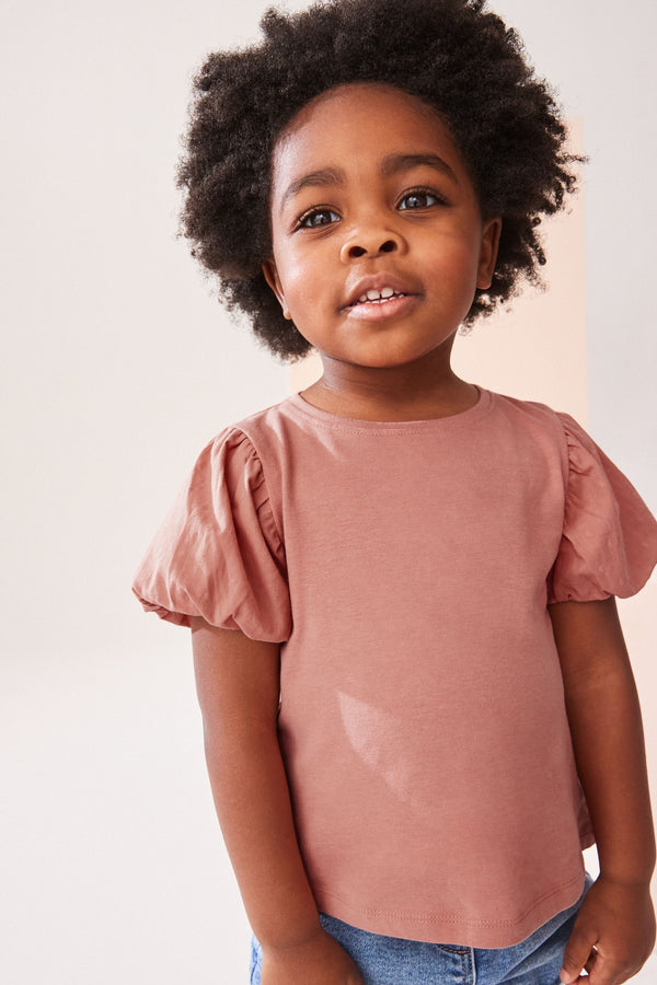 Rust Brown Puff Short Sleeve 100% Cotton T-Shirt (3mths-7yrs)