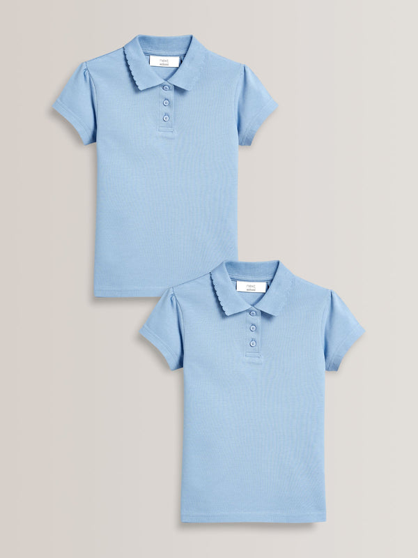 Blue Regular Fit 100% Cotton Short Sleeve Polo Shirts 2 Pack (3-16yrs)