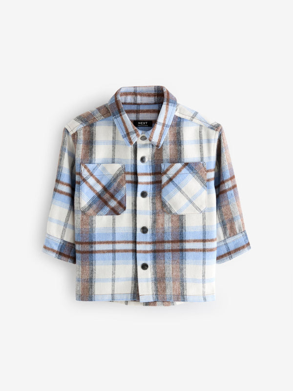 Blue/Brown Check Long Sleeve Check Overshirt (3mths-7yrs)