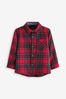 Red Tartan Plain Long Sleeve Check 100% Cotton Shirt (3mths-7yrs)