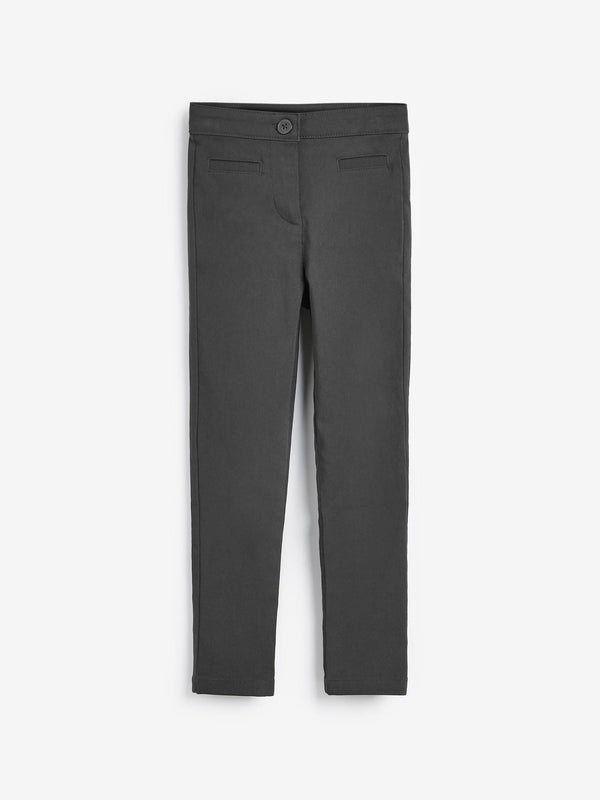 Charcoal Grey Slim Waist School Skinny Stretch Trousers (3-16yrs)