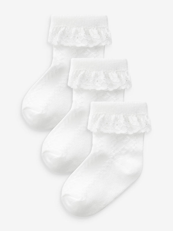 White Lace Baby Socks 3 Pack immediate