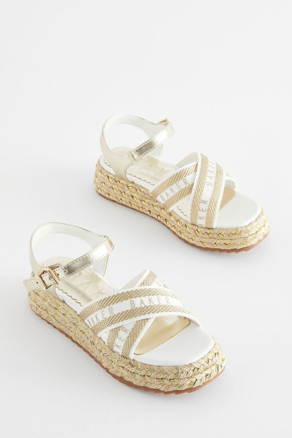 Baker by Ted Baker Girls Woven and Metallic Wedge Sandals