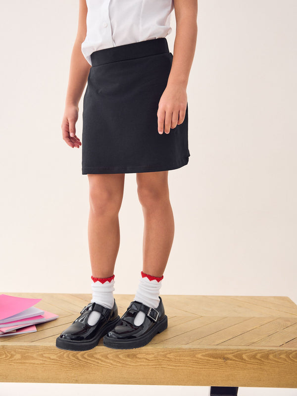 Black Cotton Rich Jersey Stretch School Skort (3-16yrs)