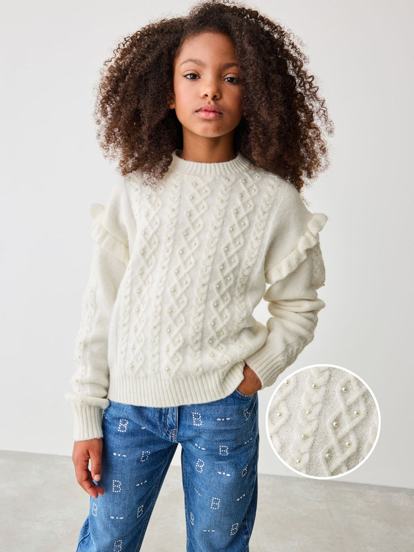 Baker by Ted Baker Frill Shoulder Diamante Knit Jumper