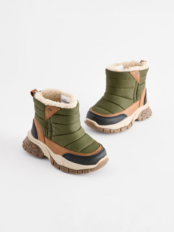 Green Quilted Snow Boots