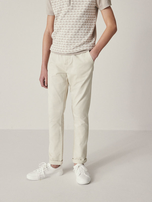 Ecru Neutral Skinny Fit Stretch Chino Trousers (3-17yrs)