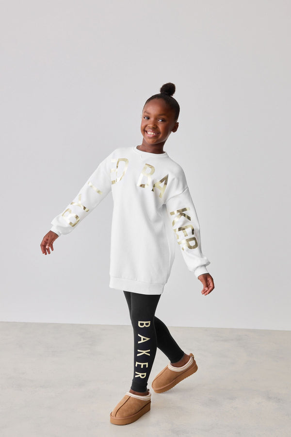 Baker by Ted Baker Cream Varsity Sweater and Leggings Set