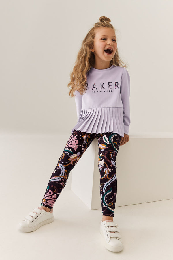 Baker by Ted Baker Lilac Purple Paisley Pleated Top And Legging Set