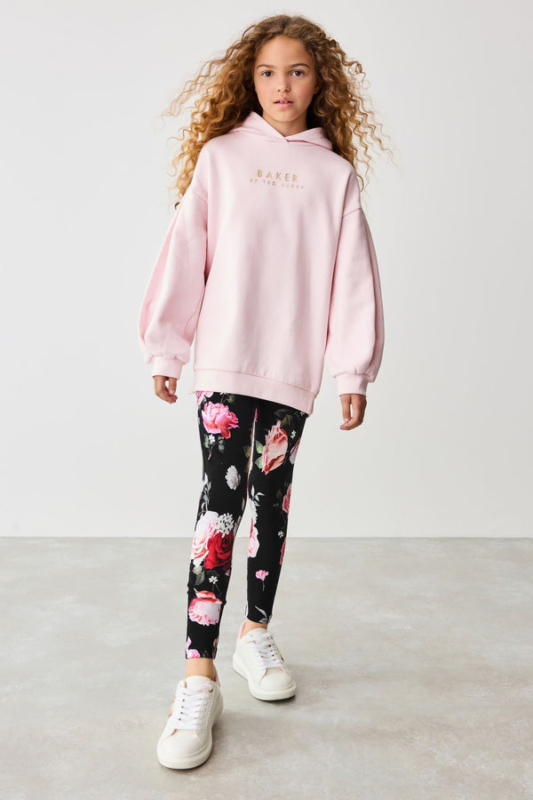 Baker by Ted Baker Pink Hoodie and Floral Print Leggings Set