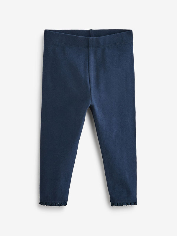 Navy Blue Lace Trim Leggings (3mths-7yrs)