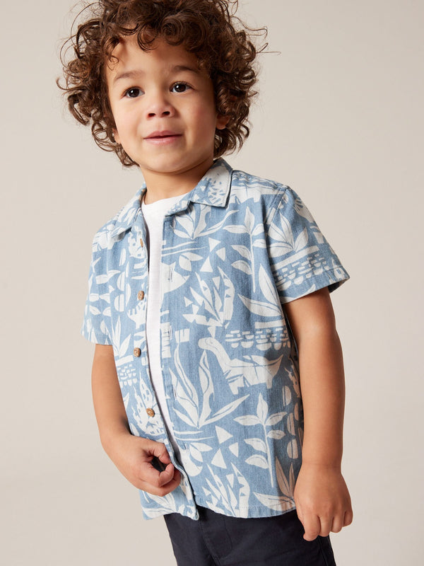 Blue Dino Short Sleeve Printed Shirt (3mths-7yrs)