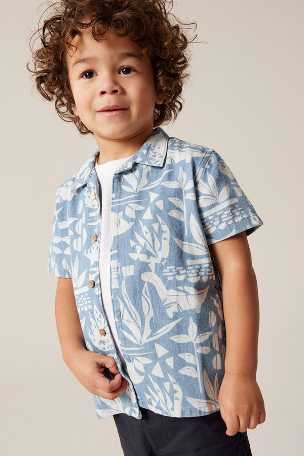 Blue Dino Short Sleeve Printed Shirt (3mths-7yrs)