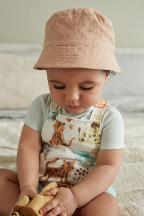 Sage Green / Apricot Orange Baby Bucket Hats 2 Pack (0mths-2yrs)