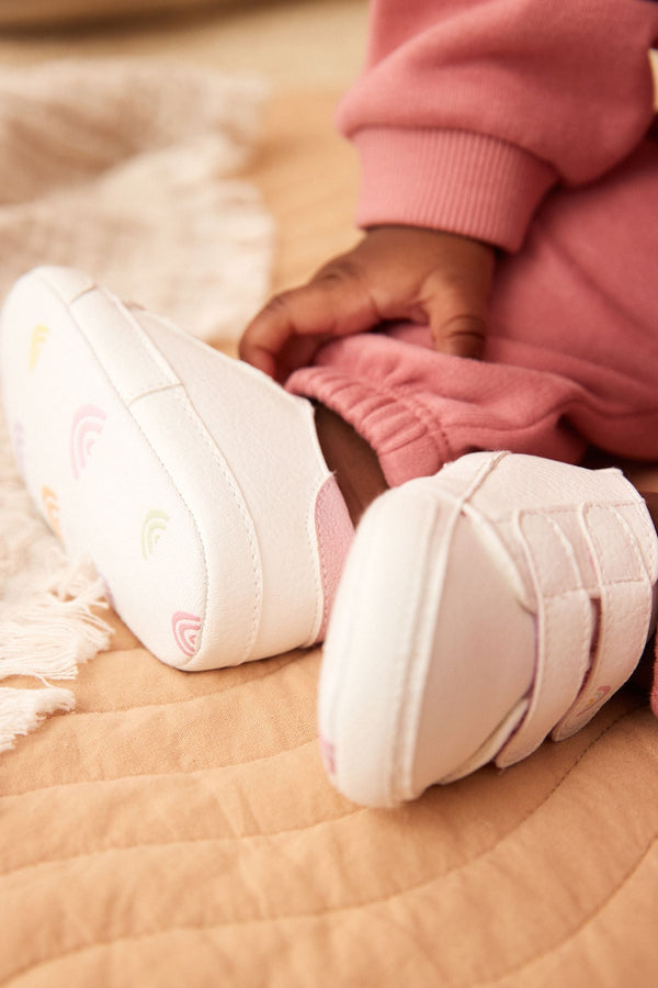 White Rainbow Two Strap Baby Trainers (0-24mths)