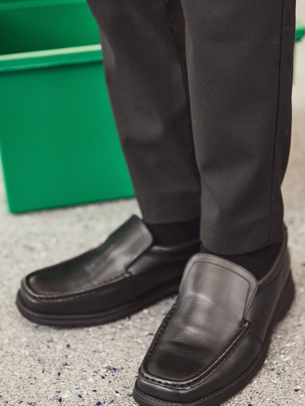 Black Standard Fit (F) School Leather Loafer Shoes