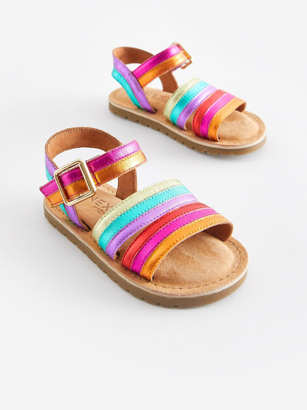 Multi Wide Fit (G) Leather Stripe Sandals