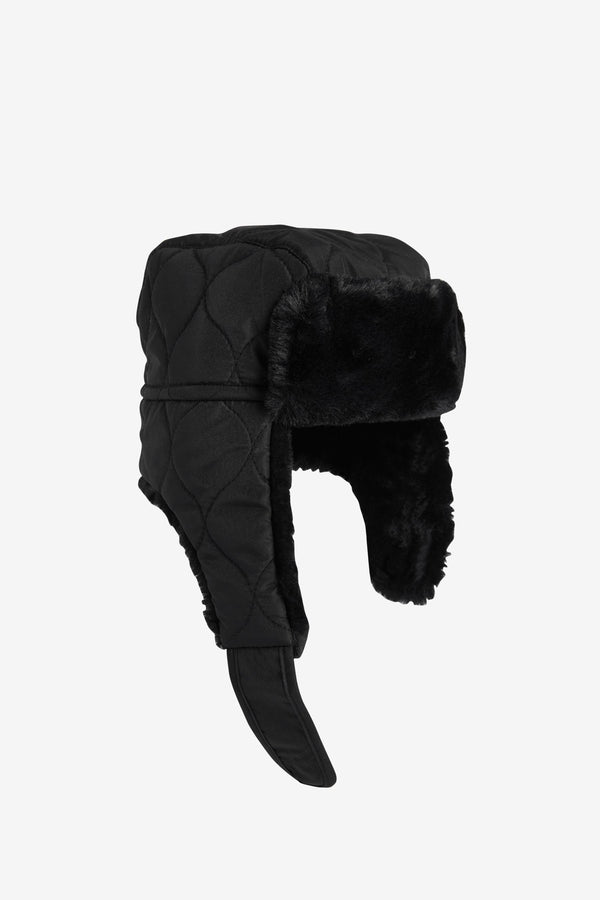 Black Quilted Trapper Hat (3mths-16yrs)