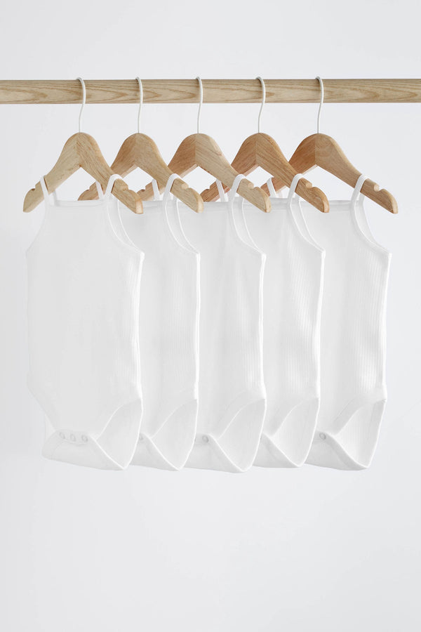 Copy White Strappy Baby Bodysuits 5 Pack