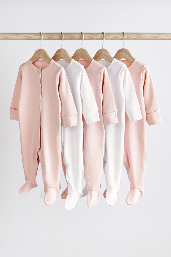 Pink/White Cotton Baby Sleepsuits (immidiate)