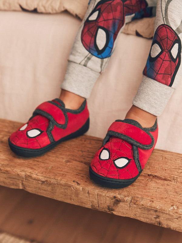 Red Spiderman Marvel Touch Fastening Cupsole Print Slippers