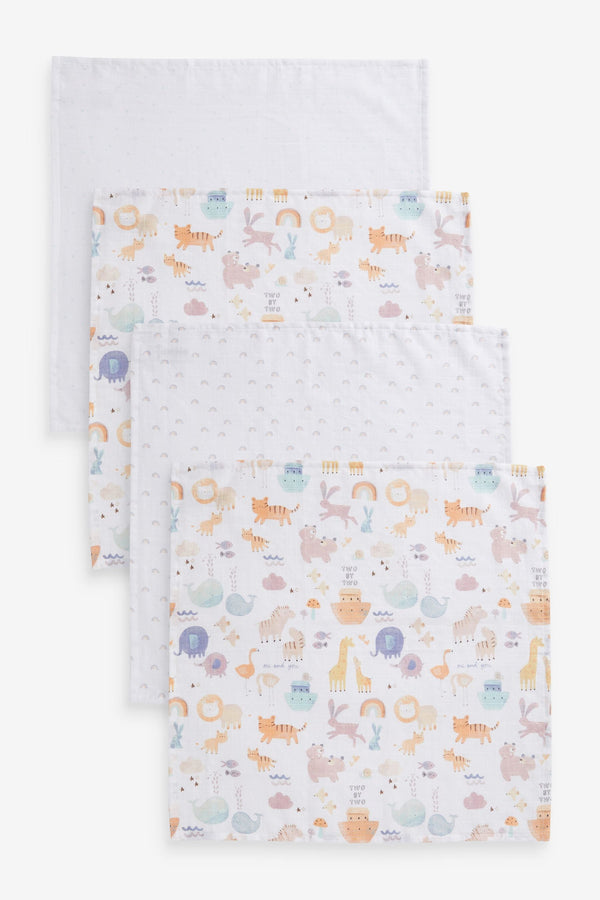 Noah's Ark Baby Muslin Cloths 4 Packs