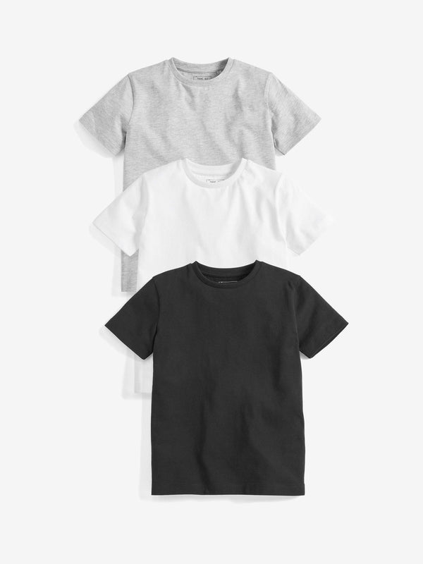 Black/White/Grey Short Sleeve T-Shirts 3 Pack (3-16yrs)