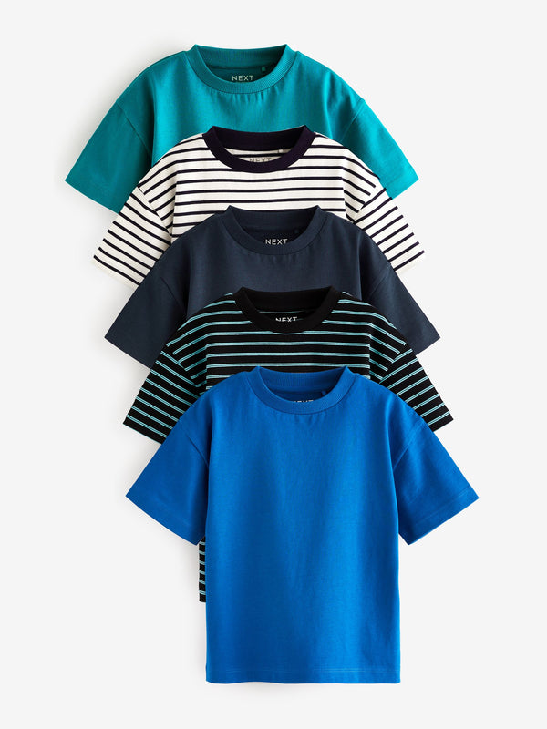 Blue Stripe Short Sleeve T-Shirts 5 Pack (3mths-7yrs)