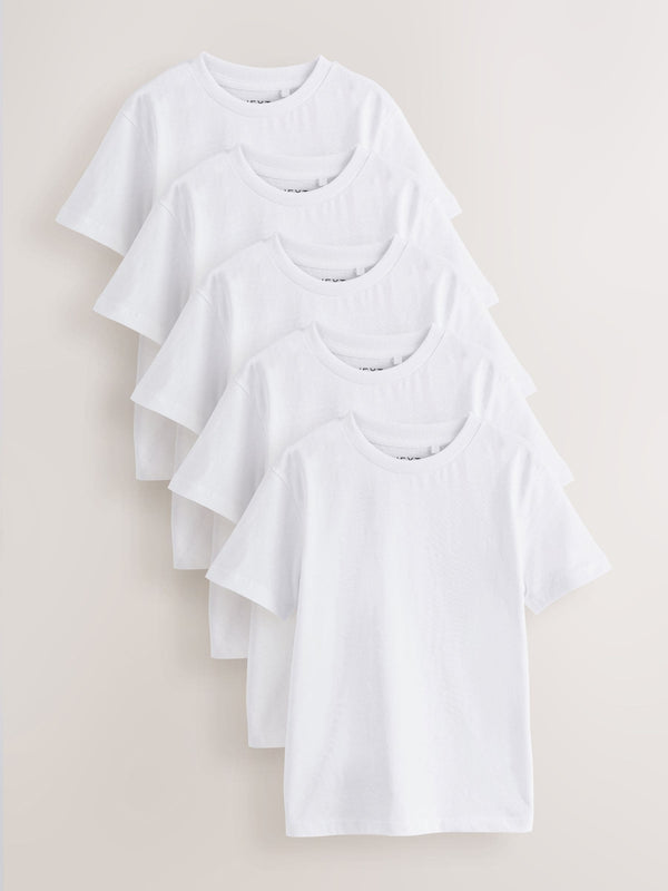 White Short Sleeve T-Shirts 5 Pack (3-16yrs)