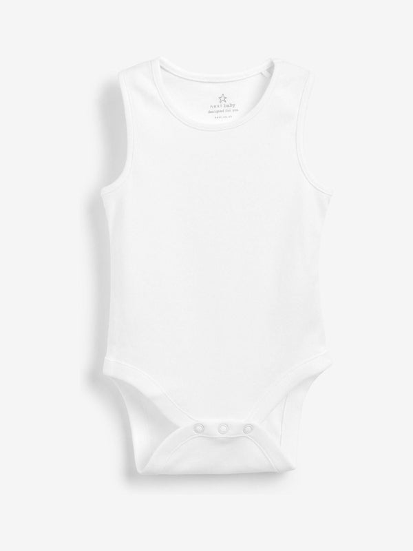 White 2 Pack Baby Vest Bodysuits immediate