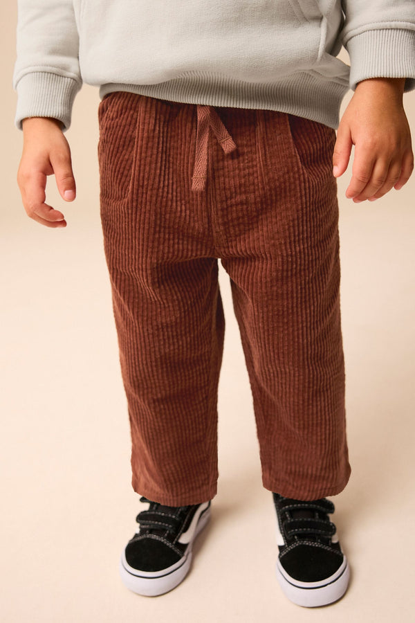 Rust Brown Textured Corduroy 100% Cotton Pull On Trousers (3mths-7yrs)