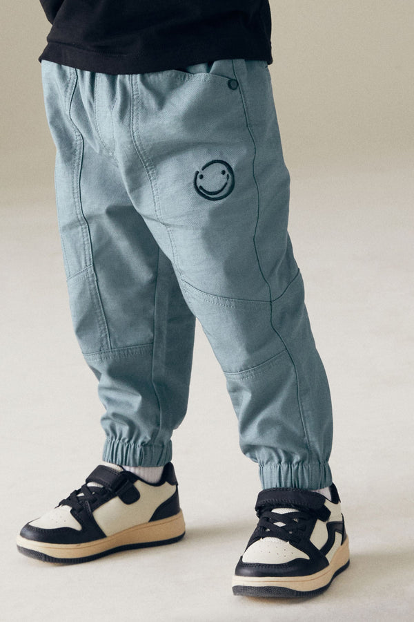 Blue Seam Detail 100% Cotton Cargo Trousers (3mths-7yrs)