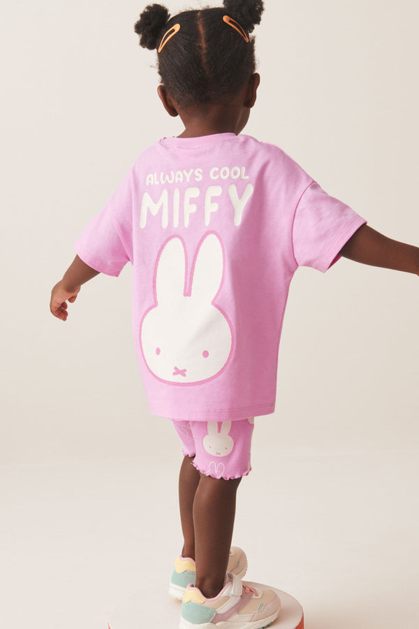 Pink Miffy Short Sleeve 100% Cotton T-Shirt And Cycle Shorts Set (3mths-7yrs)