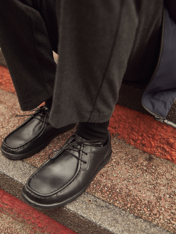 Black School Leather Lace-Up Shoes