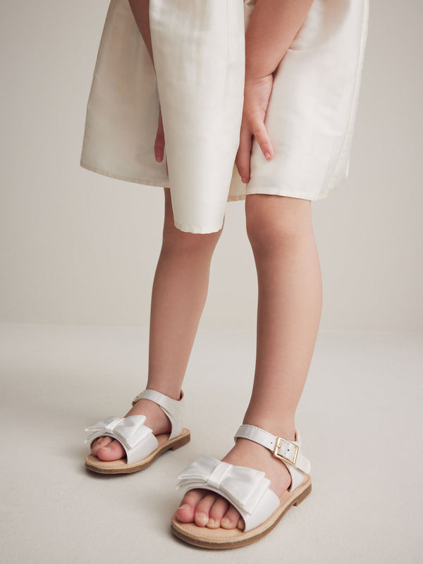 White Wide Fit (G) Bow Occasion Sandals