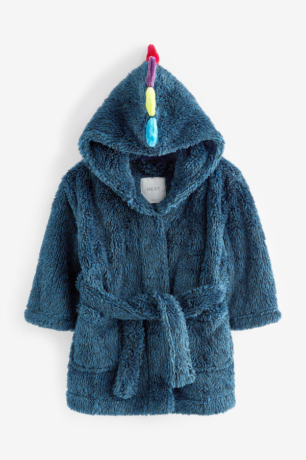 Navy Dinosaur Spike Fleece Dressing Gown (9mths-12yrs)